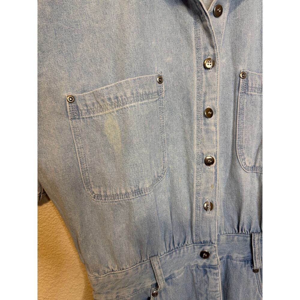 VTG AMI 90s Western Wear Med Wash Denim Short Sleeve Mini Dress Cotton Size 10 - Picture 6 of 15